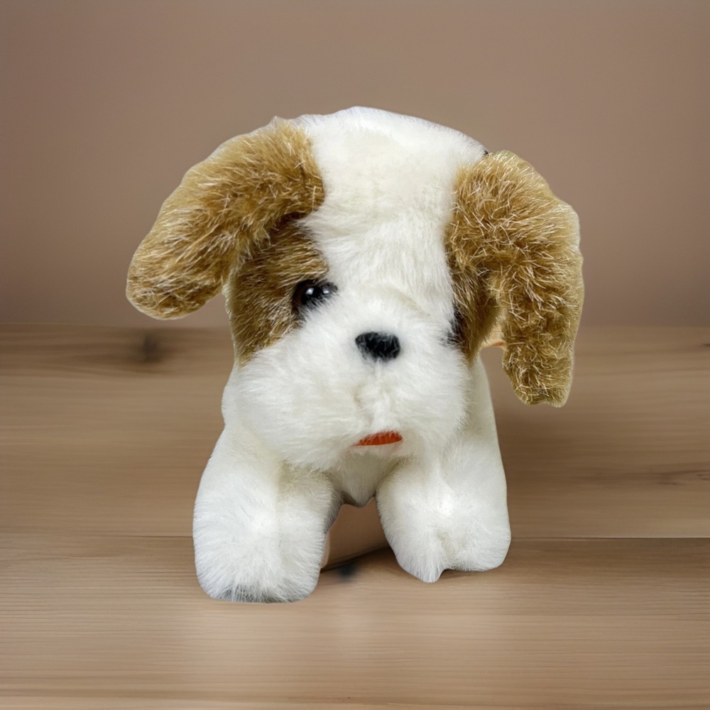Dog Plush Puppy FIB Stuffed Animal Toy Brown White Bogart GA Brown Ears